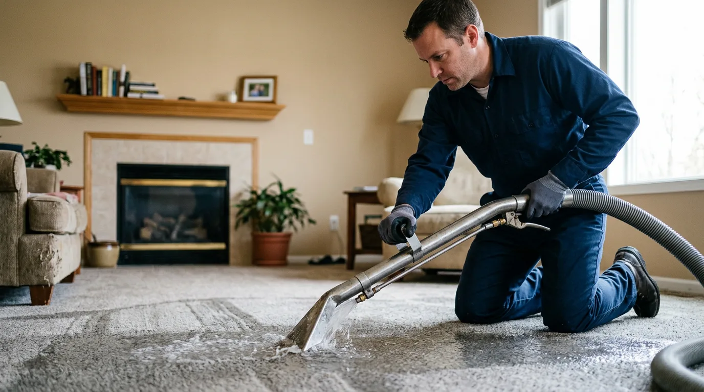 Water damage restoration technician working near Coatesville, IN